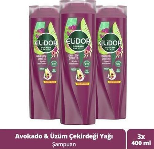 Doğanın Enerjisi Saç Bakım Şampuanı Avokado ve Üzüm Çekirdeği Yağı Güçlendirici & Parlaklık Kazandırıcı 400 ml X3