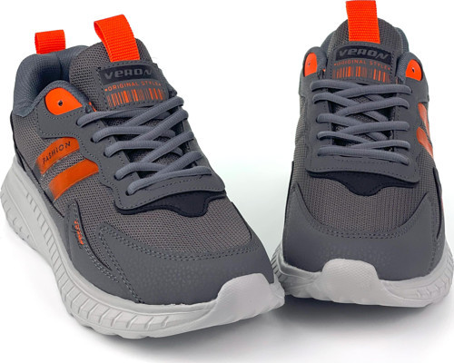Unisex Füme Oranj Bağcıklı Esnek Hafif Günlük Sneaker Spor Ayakkabı