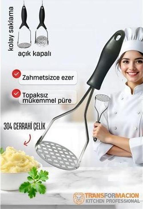 Patates Ezici 304 Paslanmaz Çelik Havuç Muz Avokado Ezici