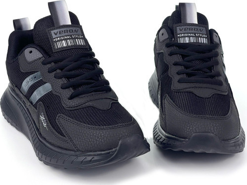 Unisex Siyah Bağcıklı Esnek Hafif Günlük Sneaker Spor Ayakkabı