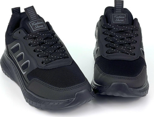 Unisex Siyah Bağcıklı Nefes Alan Esnek Hafif Günlük Sneaker Spor Ayakkabı