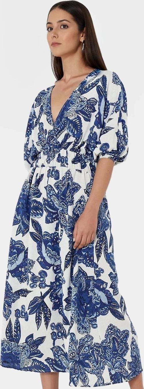 A line Midi Boy Polyester Dokuma Elbise Çiçek Desenli V Yaka Kısa Kol Günlük Kullanım İçin