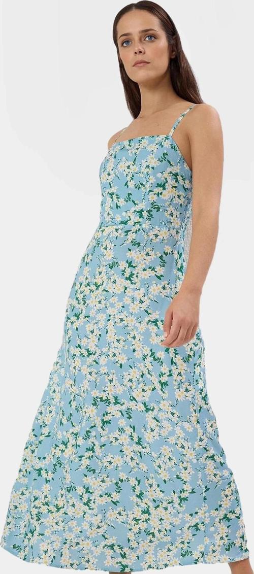 Şık ve Rahat Viskoz Maxi Elbise Kare Yaka A line Yazlık Günlük Kullanım İçin