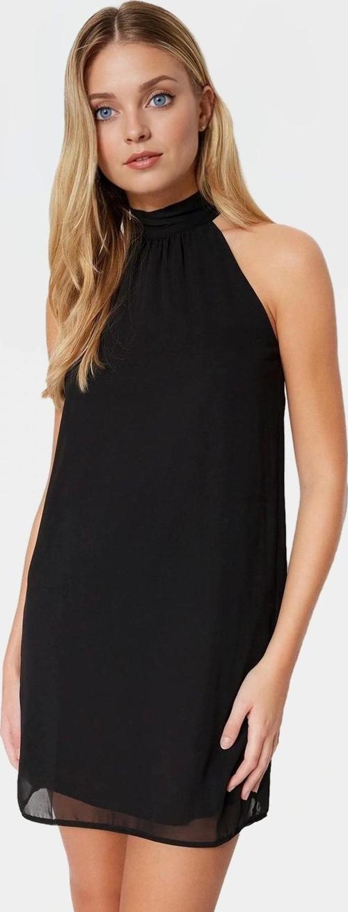 Halter Yaka Mini Elbise Şifon Dokuma Rahat ve Şık Yazlık Profesyonel Görünüm