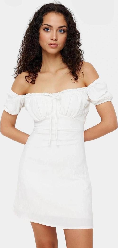 A Line Mini Elbise Krep Kumaş Balon Kollu Rahat Kalıp Şık Görünüm Kaliteli İşçilik