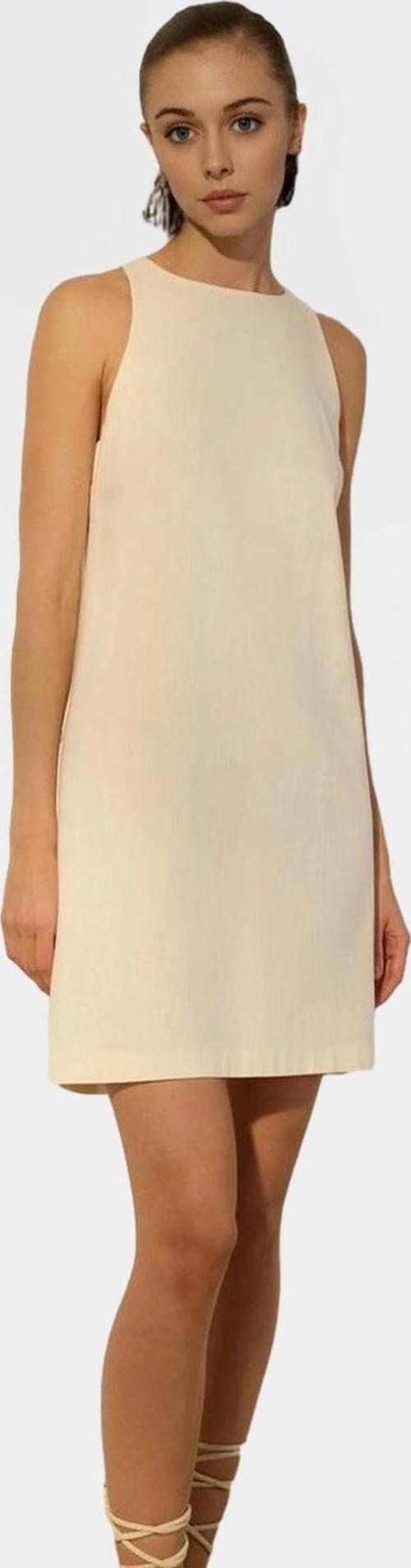 Pamuk Keten Mini Elbise Kolsuz Shift Kalıp Yazlık Mükemmel Uyum Günlük Kullanım İçin