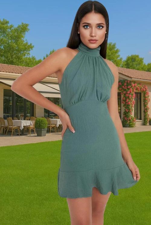 Kadın A Kesim Mini Elbise Halter Yaka Reglan Kol Polyester Dokuma Mükemmel Uyum Rahat Ve Şık