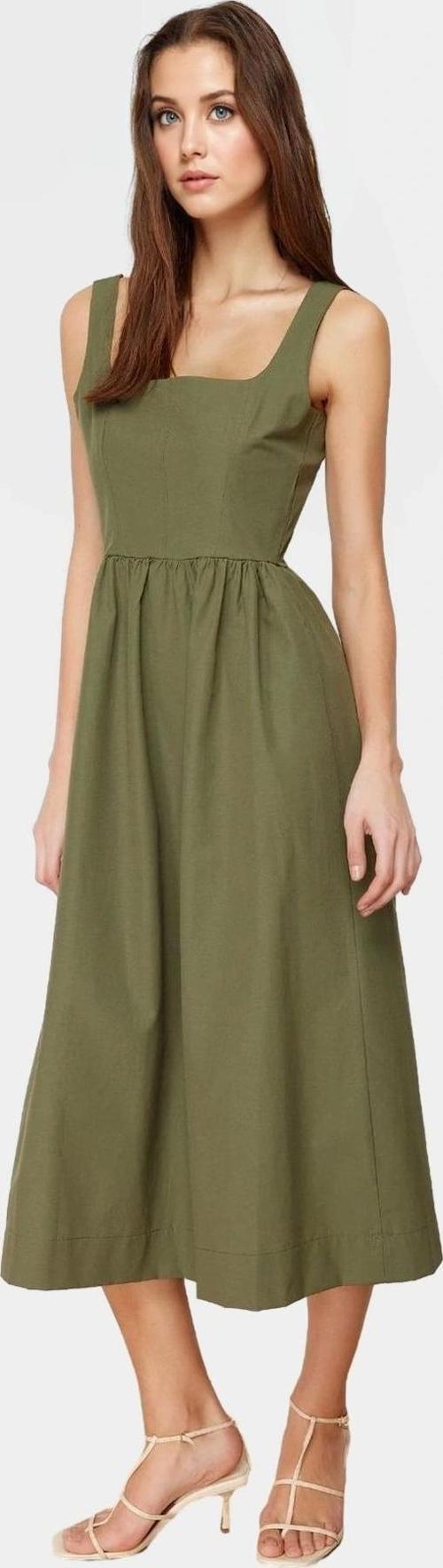 Dokuma Midi Elbise Skater Kalıp Kolsuz Belden Kaliteli İşçilik Rahat Ve Şık