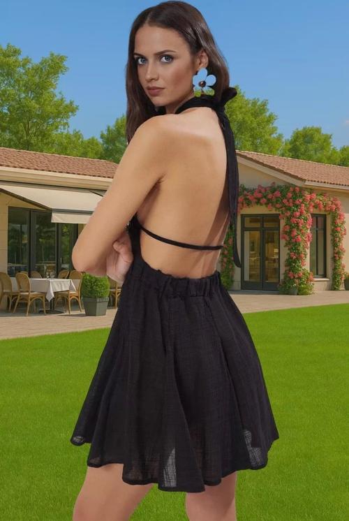 Kadın Boyundan Bağlamalı Dantelli Midi Elbise Seçkin Malzeme Trend Tasarım Özel Tasarım