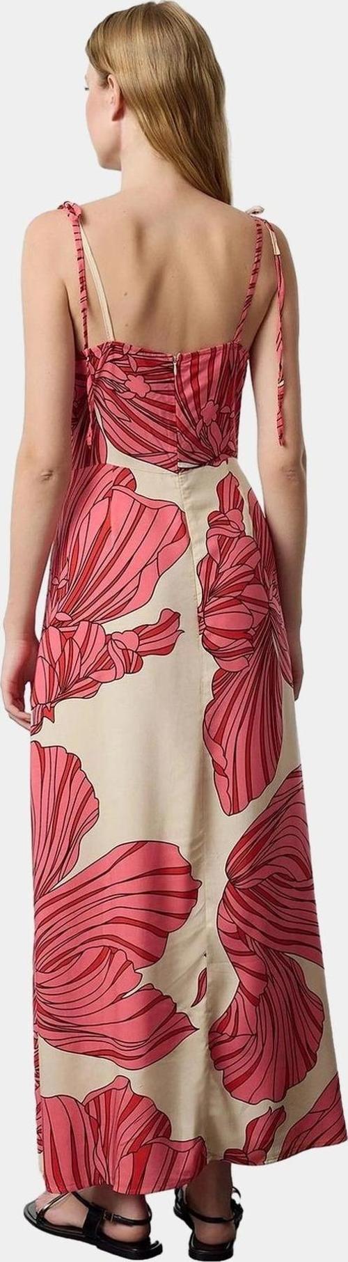 Leopar Desenli Kolsuz Viskoz Maxi Elbise A Line Kesim Yırtmaç Detay Zarifane Tasarım Modern Stil