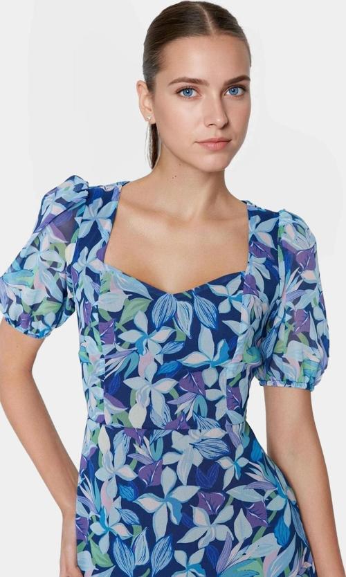 A Line Şifon Elbise Çiçek Desenli Yazlık Mini Yüksek Kalite Özel Tasarım Rahat Ve Şık