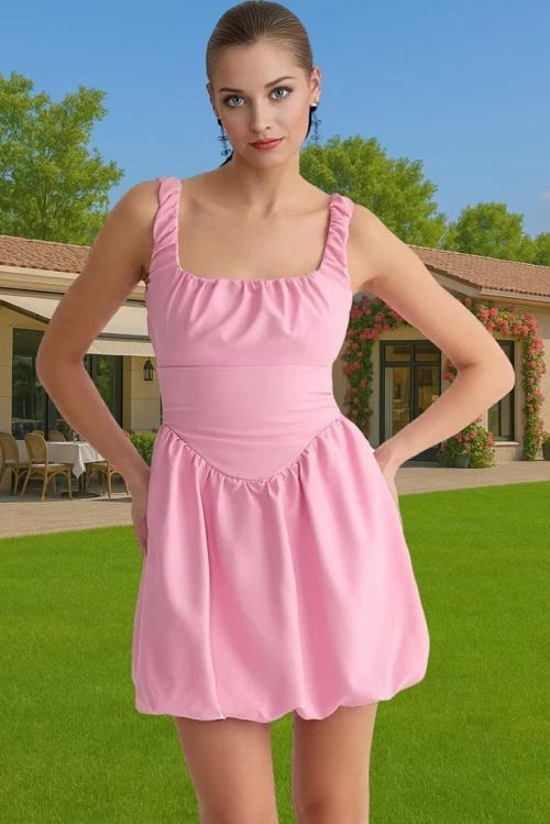 Şık A Kesim Mini Abiye Elbise Polyester Elastan Yazlık Şık Görünüm Profesyonel Görünüm