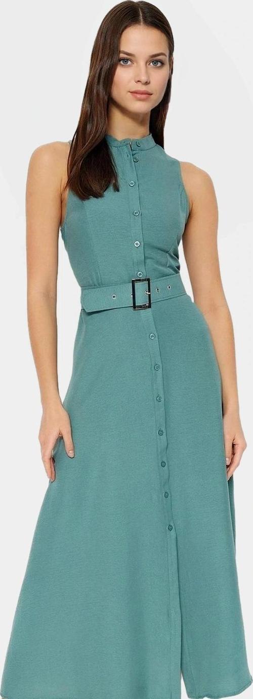 Yazlık Şık Kemerli Maxi Elbise Rahat Dokuma Polyester Kumaş Görünüm Profesyonel