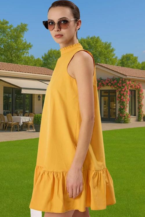 Kadın Şık Poplin Mini Elbise Rahat Shift Kalıp Günlük Yazlık Kaliteli İşçilik Seçkin Malzeme