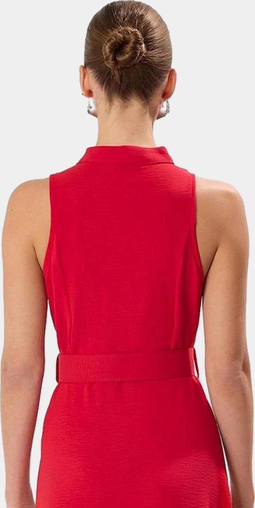 Yazlık Şık Kemerli Maxi Elbise Rahat Dokuma Polyester Kumaş Görünüm Profesyonel