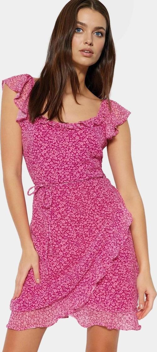 A line Şifon Elbise Çiçek Desenli Kısa Astarlı Polyester Kaliteli İşçilik Dayanıklı Malzeme