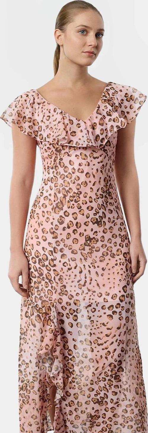 Çiçekli Astarlı Şifon Maxi Elbise Rahat A Kesim ve Kısa Kollar Zarifane Tasarım Özel