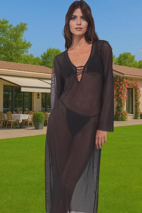 Şık Leopar Desenli Maxi Plaj Elbisesi Nefes Alan Polyester Kumaş Mükemmel Uyum Profesyonel Görünüm