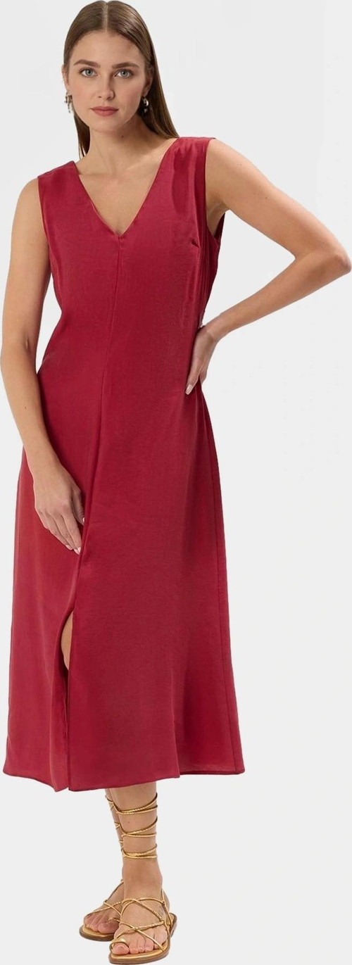 Nefes Alabilir Polyester Dokuma Midi Elbise Rahat Günlük Kullanım Konforlu Kesim Uzun Ömürlü