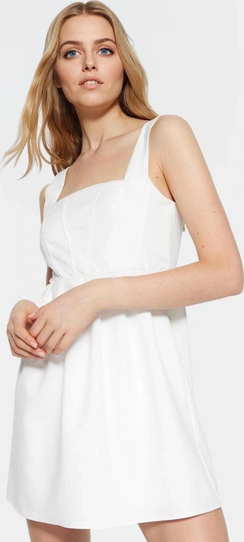 Polyester Karışımlı Finike Dokuma Kadın Elbise Skater Kalıp Kare Yaka Mini Boy Rahat