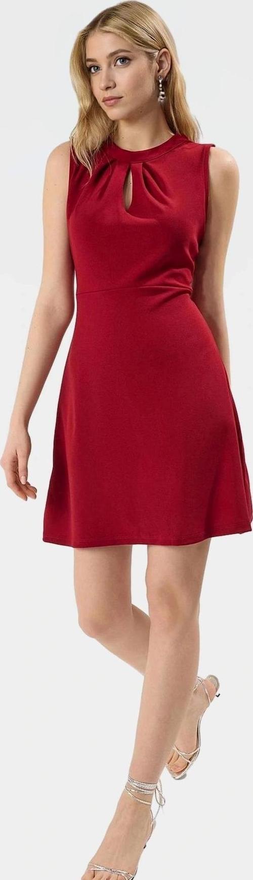 Yazlık A line Mini Elbise Nefes Alan Scuba Krep Kumaş Choker Yaka Uzun Ömürlü Zarifane Tasarım