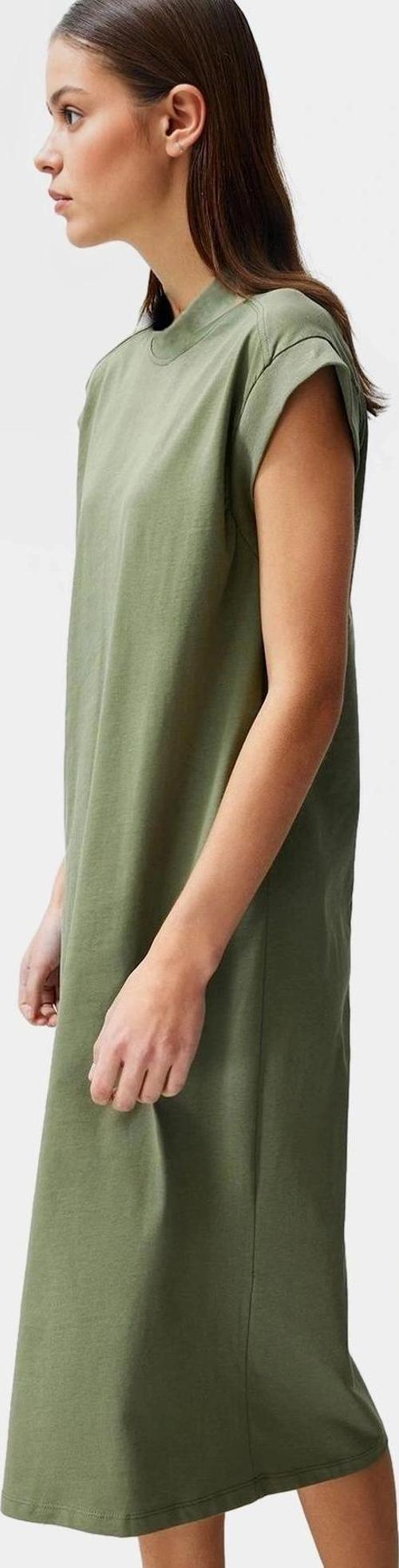 Pamuklu Rahat Kesim Midi T shirt Elbise Renk Ay Kol Düz Desen Modern Stil