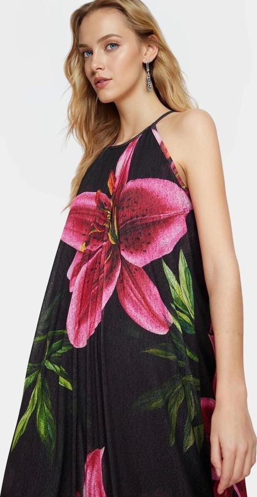 A line Halter Yaka Maxi Elbise Örme Çiçekli Polyester Yazlık Uzun Ömürlü Modern Stil