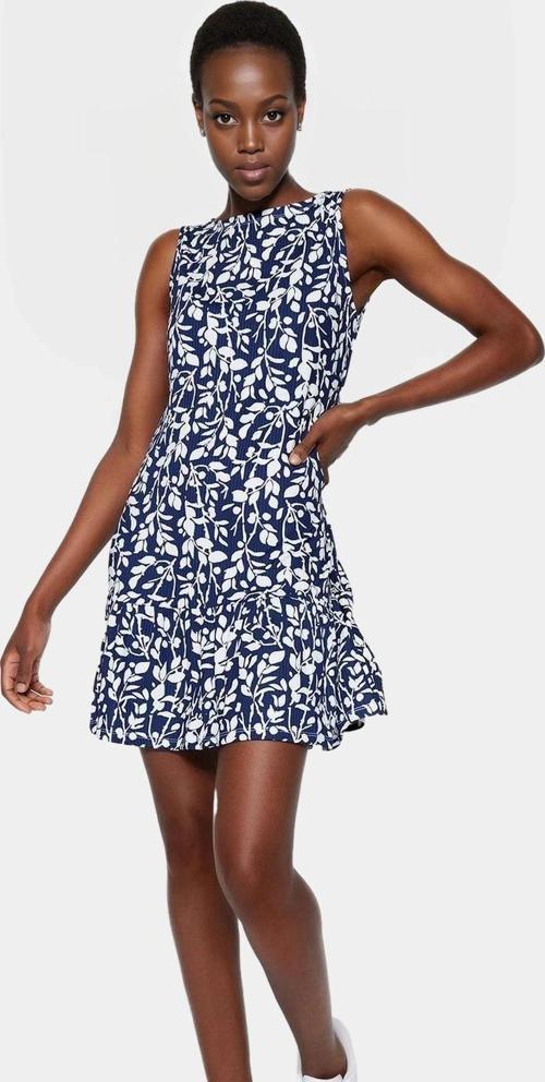 Rahat ve Şık Mini Elbise Bisiklet Yaka Shift Kalıp Polyester Kumaş Seçkin Malzeme Kullanım