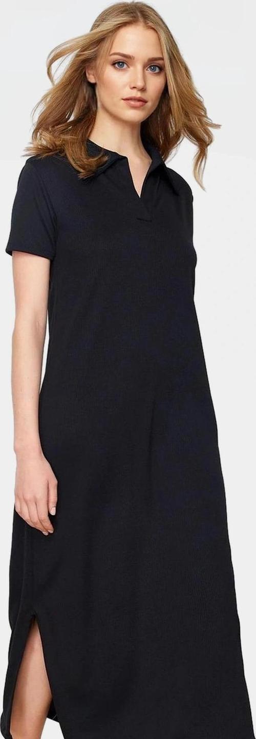 Günlük Kullanım İçin Şık Polyester Midi Elbise Polo Yaka Görünüm Mükemmel Uyum