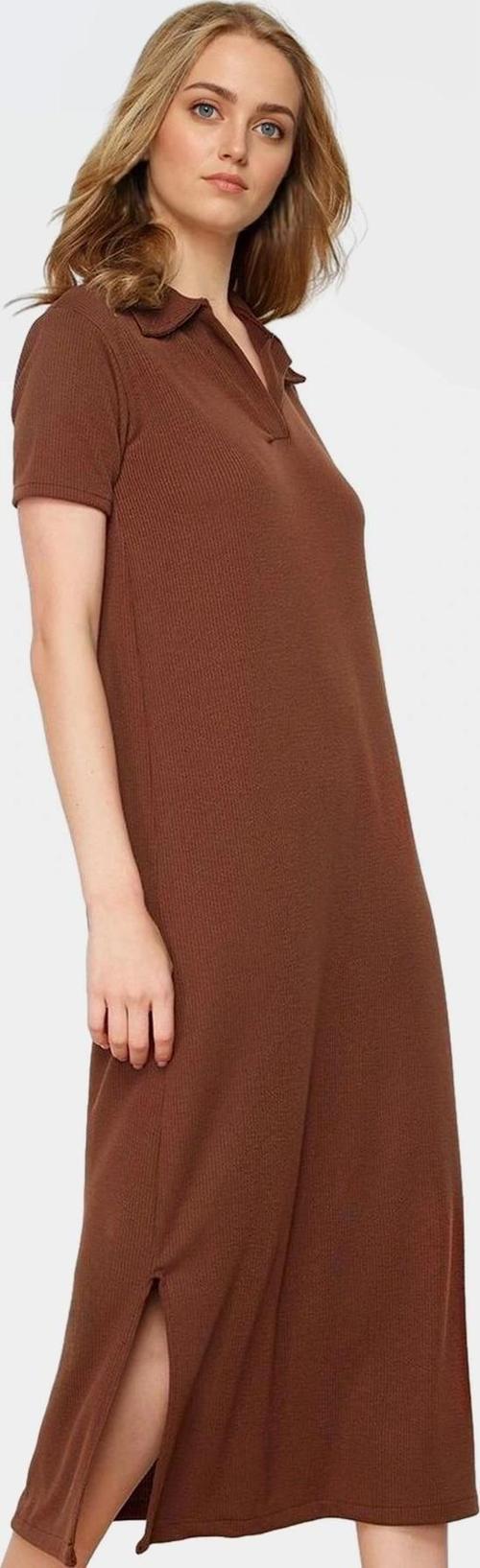 Günlük Kullanım İçin Şık Polyester Midi Elbise Polo Yaka Görünüm Mükemmel Uyum