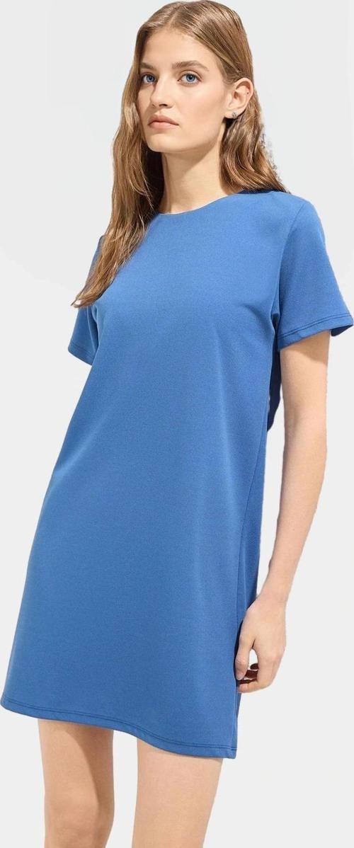 Yazlık Mini Elbise Nefes Alan Örme Kumaş Kısa Kol Bisiklet Yaka Seçkin Malzeme