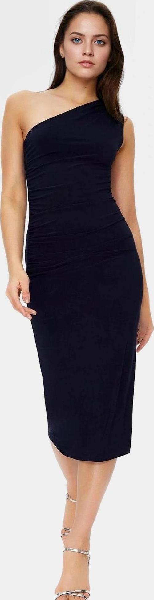 Bodycon Midi Elbise Kolsuz Tek Omuz Örme Kumaş Günlük Şık Dayanıklı Malzeme