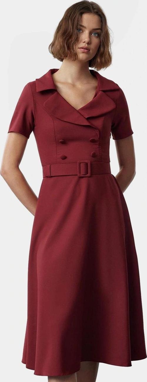 İş Elbisesi Kemerli Balon Kol Midi Boy Dokuma Kumaş Özenle Seçilmiş Rahat Kullanım