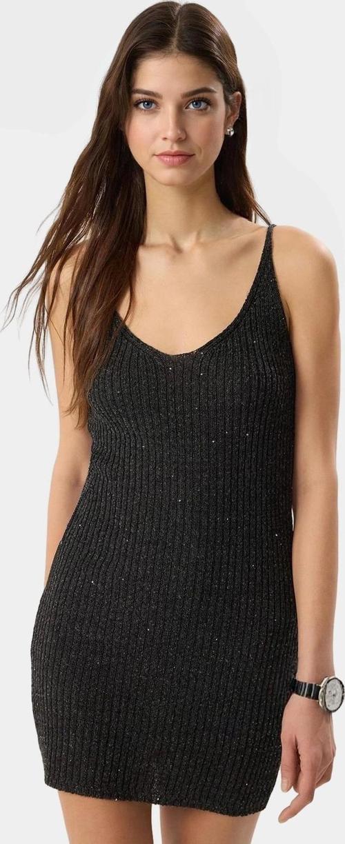 Yazlık Casual Triko Elbise Bodycon Kalıp V Yaka 88 cm Boy Premium Kalite Modern Stil