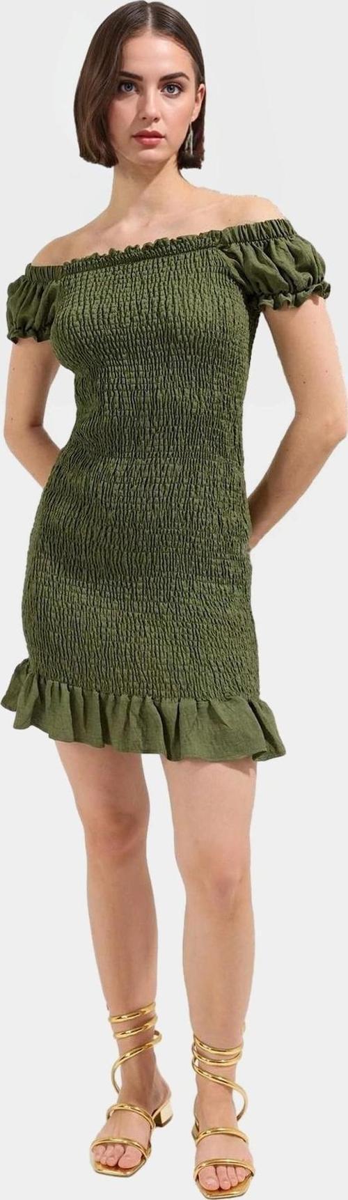 Dokuma Mini Elbise Bodycon Kalıp Balon Kollu Aerobin Vücudu Saran Rahat Ve Şık