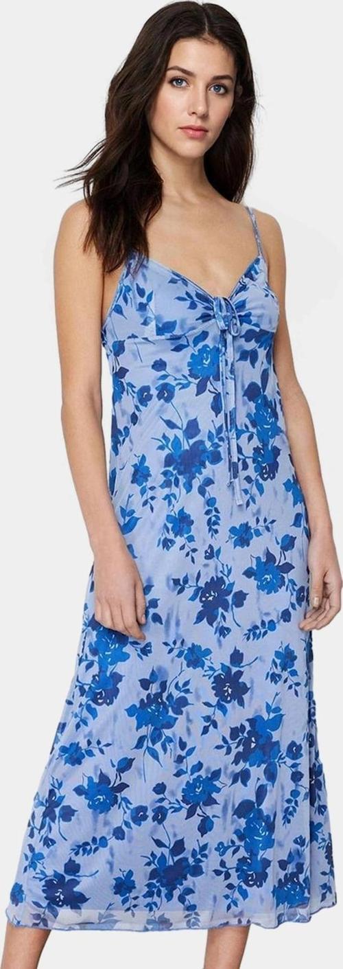 Çiçekli A Line Maxi Elbise Örme Kumaş Kolsuz Rahat Kesim Konforlu Ve Şık