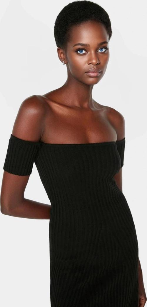 Rahat ve Şık A Line Midi Elbise  Akrilik Triko Kumaş Özel Tasarım Mükemmel Uyum