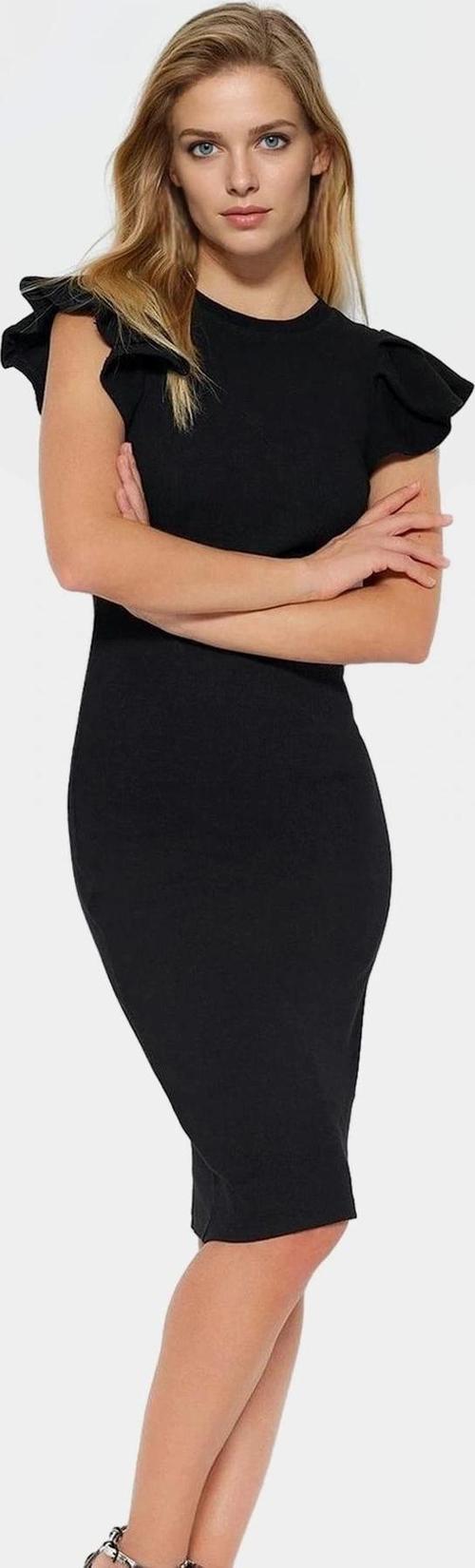 Pamuklu Bodycon Midi Elbise Renk Volanlı Detaylı Kadın Giyim Konforlu Kesim Dayanıklı Malzeme