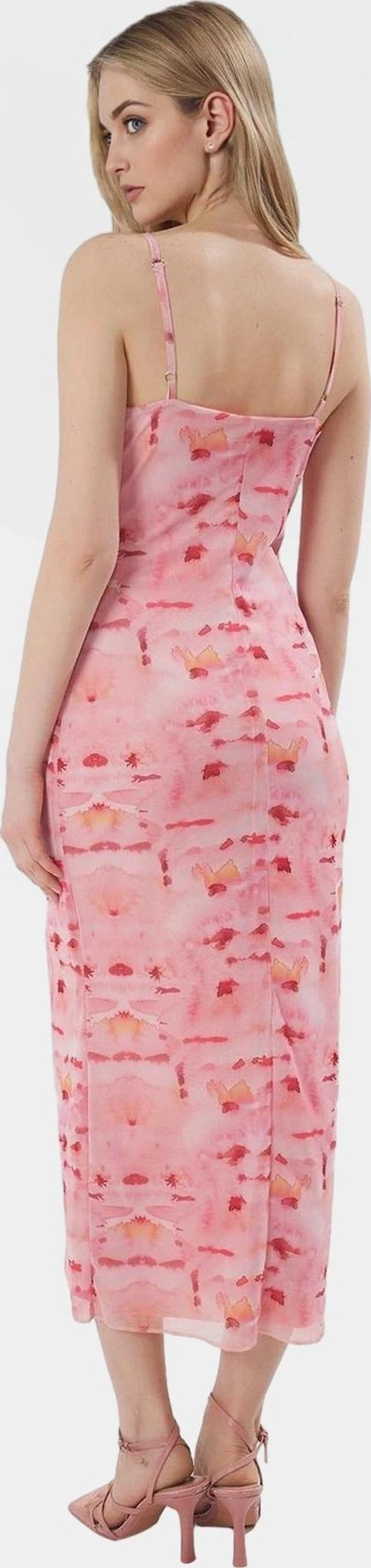 Zebra Desenli V Yaka Astarlı Maxi Elbise Bodycon Kesim Örme Tül Kumaş Trend Tasarım Rahat Kullanım