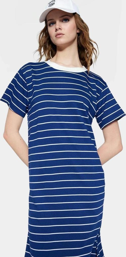 Rahat Yazlık Çizgili Maxi Elbise Polyester Pamuk Karışımı Premium Kalite Yüksek