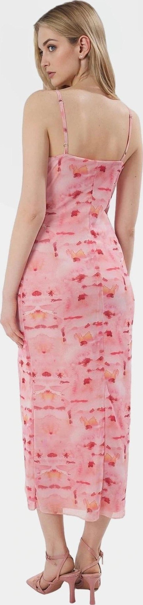 Zebra Desenli V Yaka Astarlı Maxi Elbise Bodycon Kesim Örme Tül Kumaş Trend Tasarım Rahat Kullanım