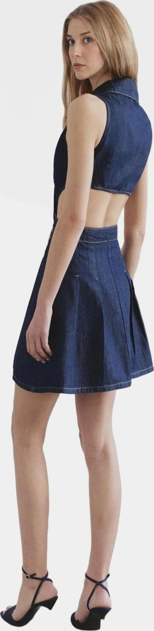 Denim Mini Elbise Cut Out Detaylı Rahat Kalıp Yazlık Seçkin Malzeme Konforlu Kesim