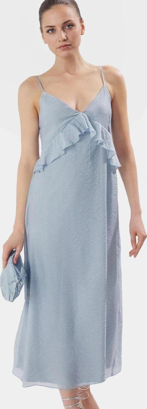 Düz Kesim Astarlı V Yaka Maxi Elbise Rahat ve Şık Yazlık Kaliteli İşçilik