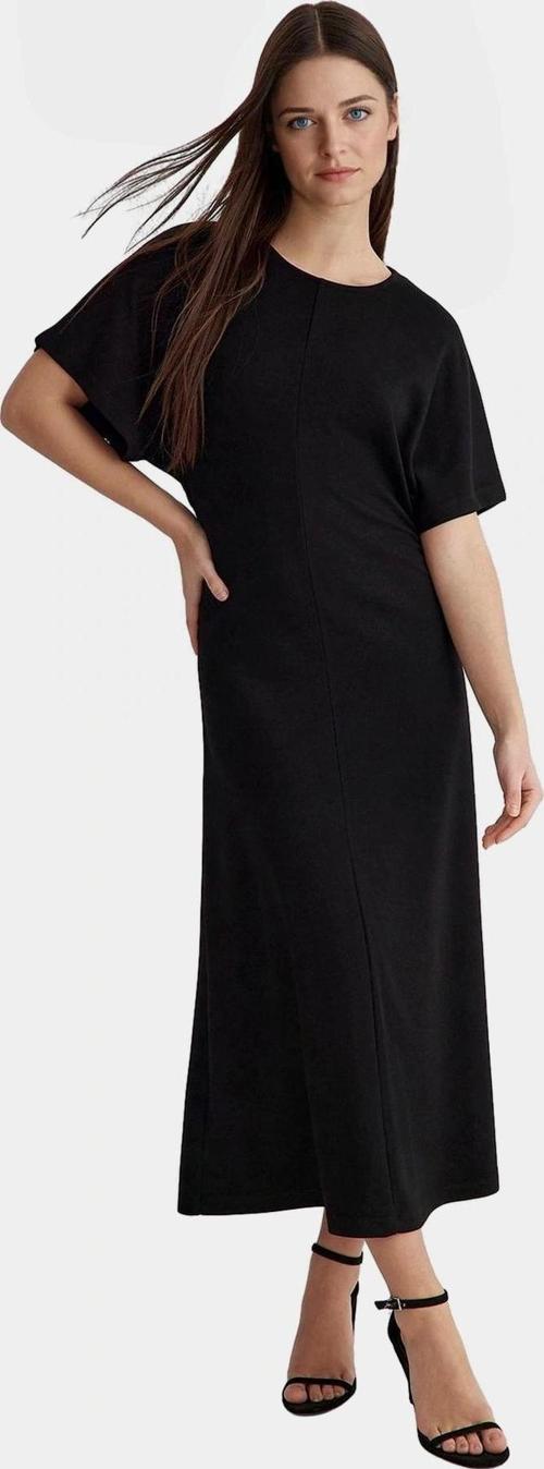Esnek Örme Midi Elbise Bodycon Kalıp Melek Kol Viskoz Polyester Karışımı Şık Görünüm