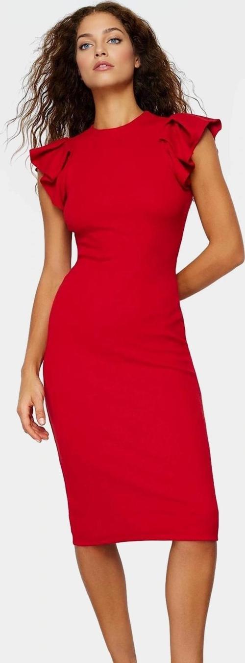 Pamuklu Bodycon Midi Elbise Renk Volanlı Detaylı Kadın Giyim Konforlu Kesim Dayanıklı Malzeme