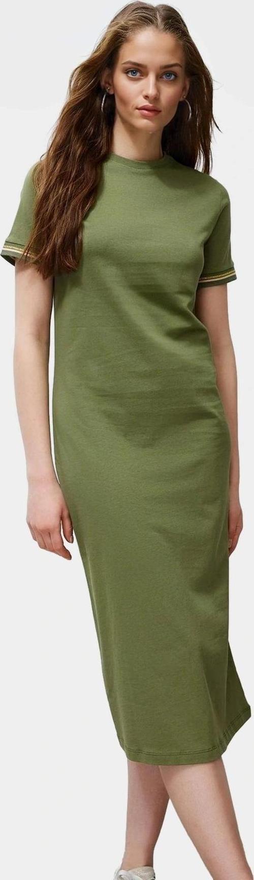 Rahat Örme Midi Elbise Bisiklet Yaka Yazlık Günlük Polyester Pamuk Şık Görünüm