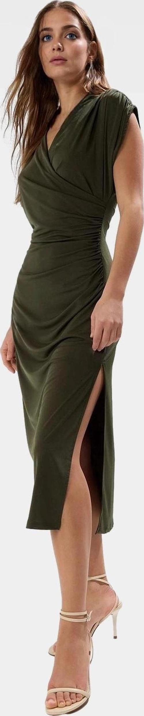 Yazlık Midi Elbise Nefes Alan Örme Kumaş Bodycon Kalıp Kruvaze Rahat Ve Şık Görünüm