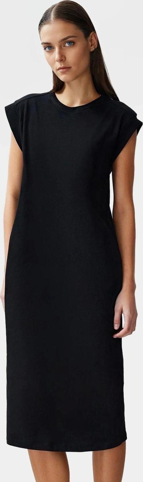 Pamuklu Rahat Kesim Midi T shirt Elbise Renk Ay Kol Düz Desen Modern Stil