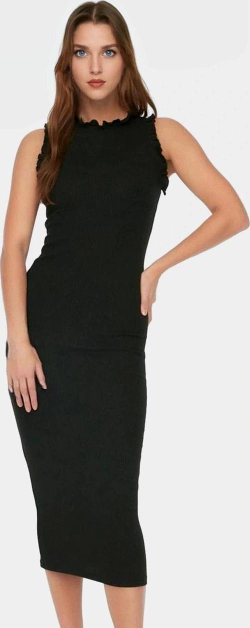 Pamuklu Elastan Bodycon Midi Elbise Büzgülü Kollu Rahat Günlük Kombin Zarifane Tasarım