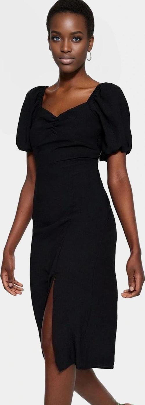 Rahat ve Şık Dokuma Elbise Midi Boy A line Kalp Yaka Yazlık Kombinler İçin Seçkin Malzeme